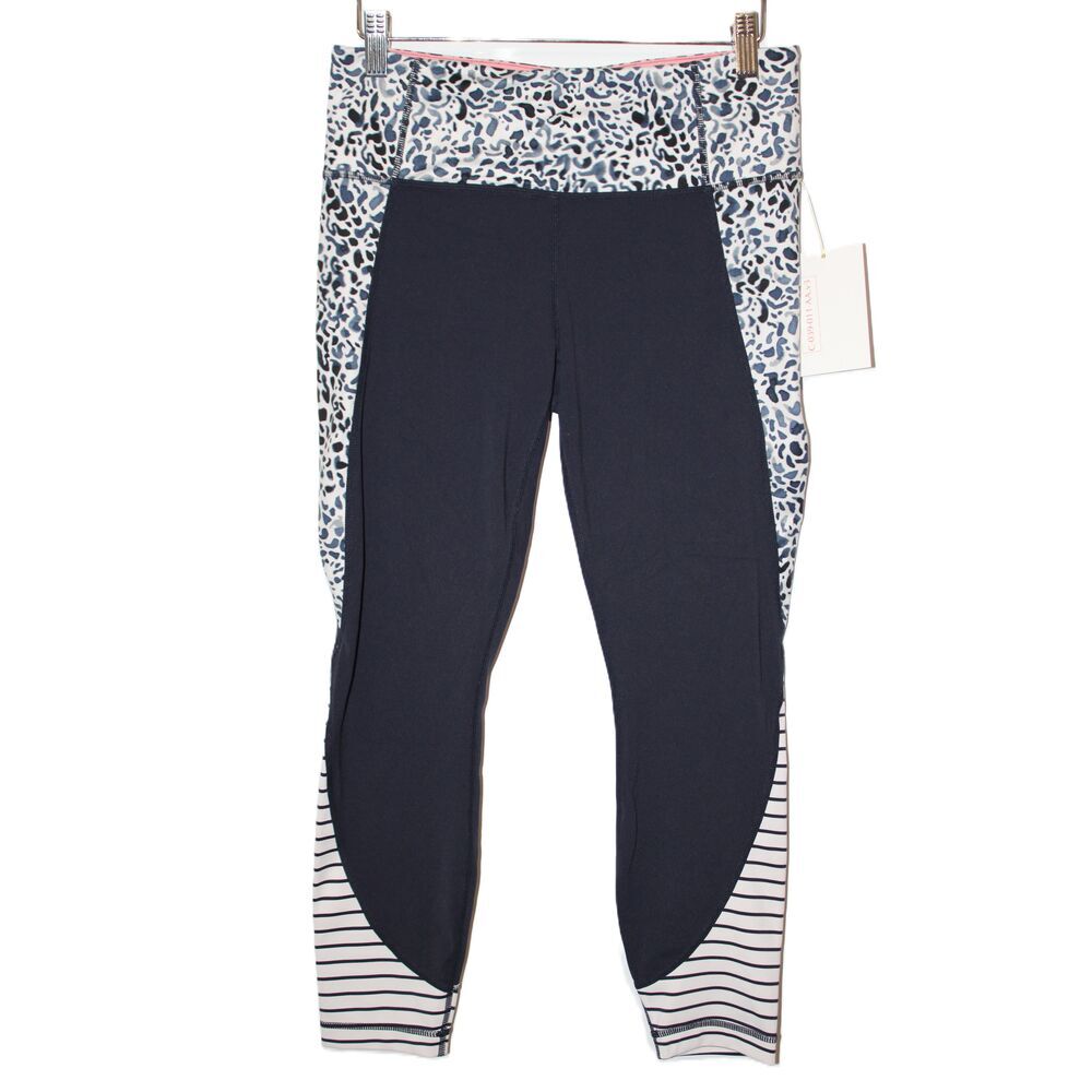 Womens Athleta Petal Salutation 7/8 Tights Leggings 591349-00 Blue White Size M